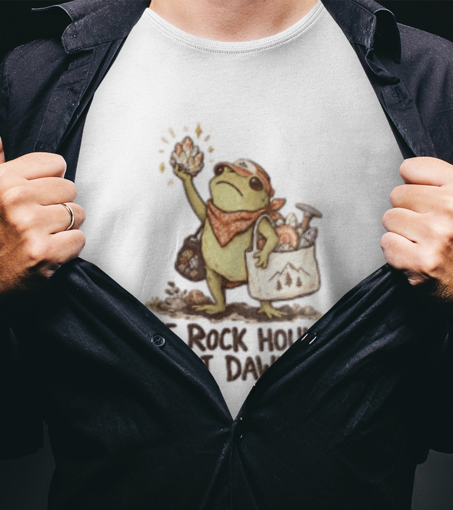 We Rock Hound At Dawn Frog With Crystal Collection Adventure T-Shirt