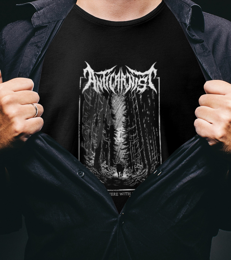 Anticarnist Horned Bull Walking Forest Path Moonlight Line Animals Are Here With Us Not For T-Shirt