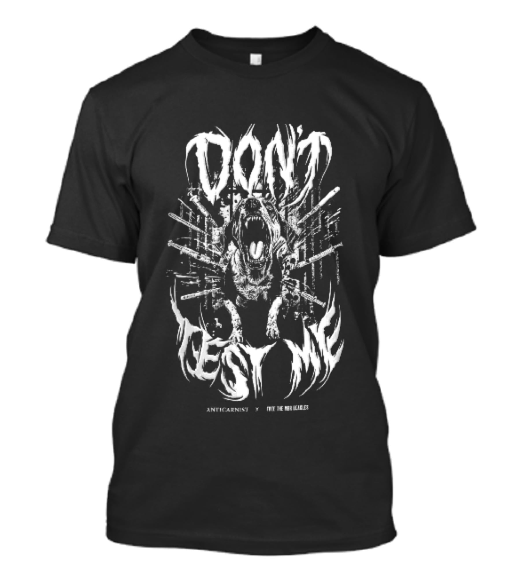 Anticarnist Dont Test Me Free The Mbr Beagles Snarling Dog Syringes Scalpels Cage Bars T-Shirt