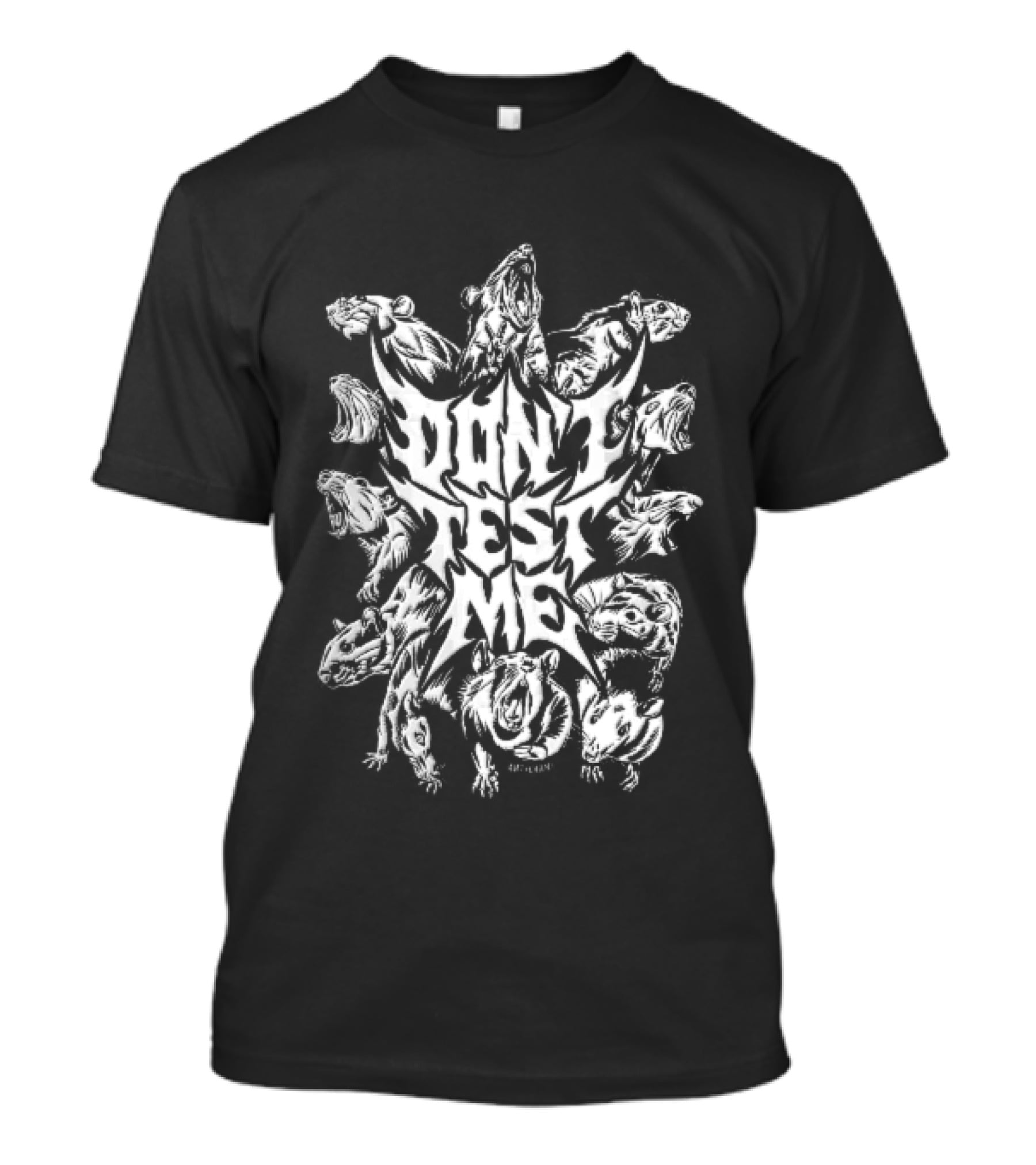 Anticarnist Don't Test Me Snarling Rats Metal Line Symmetrical T-Shirt