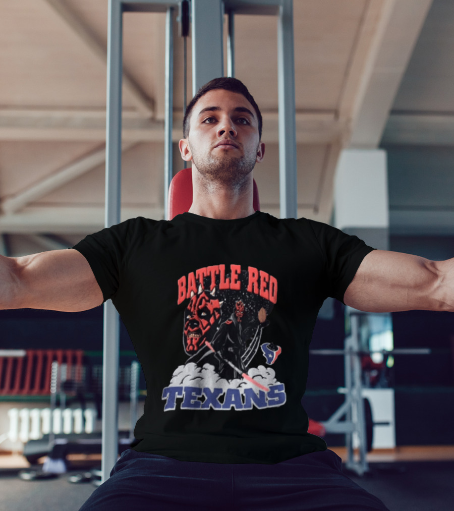 Battle Red Texans Football Star Wars Darth Maul NFL T-Shirt