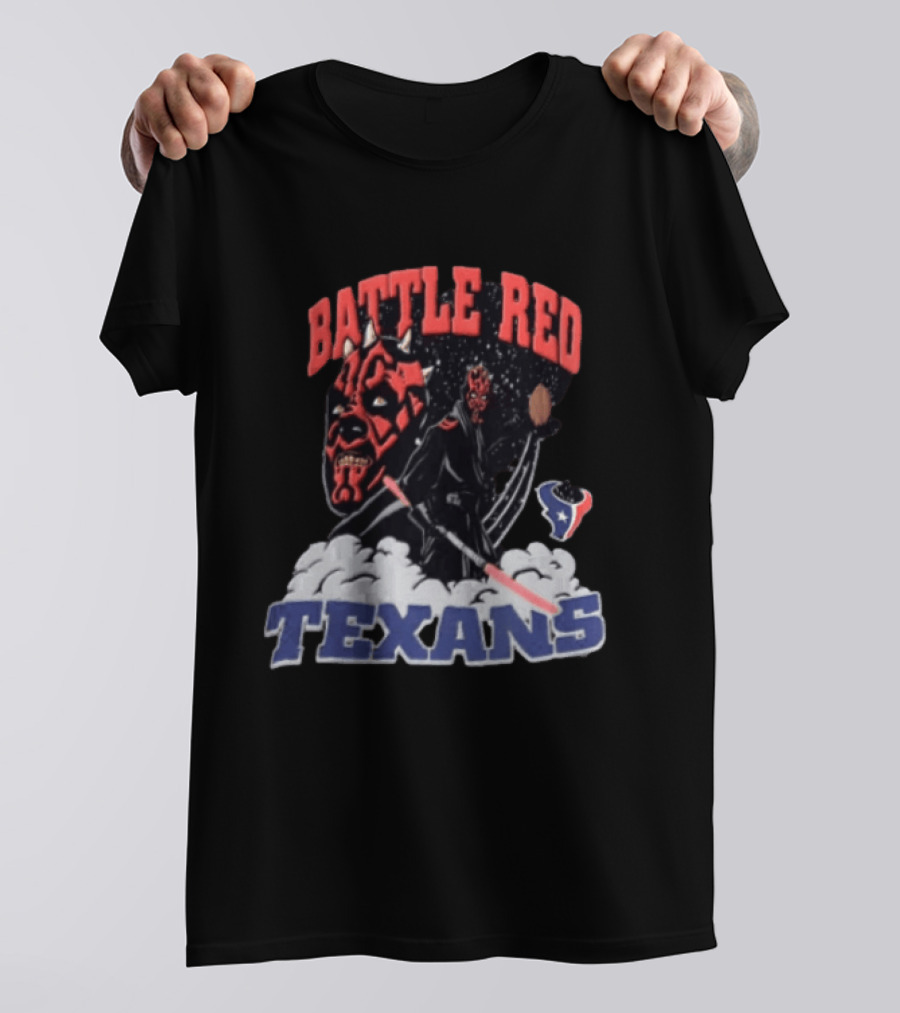 Battle Red Texans Football Star Wars Darth Maul NFL T-Shirt