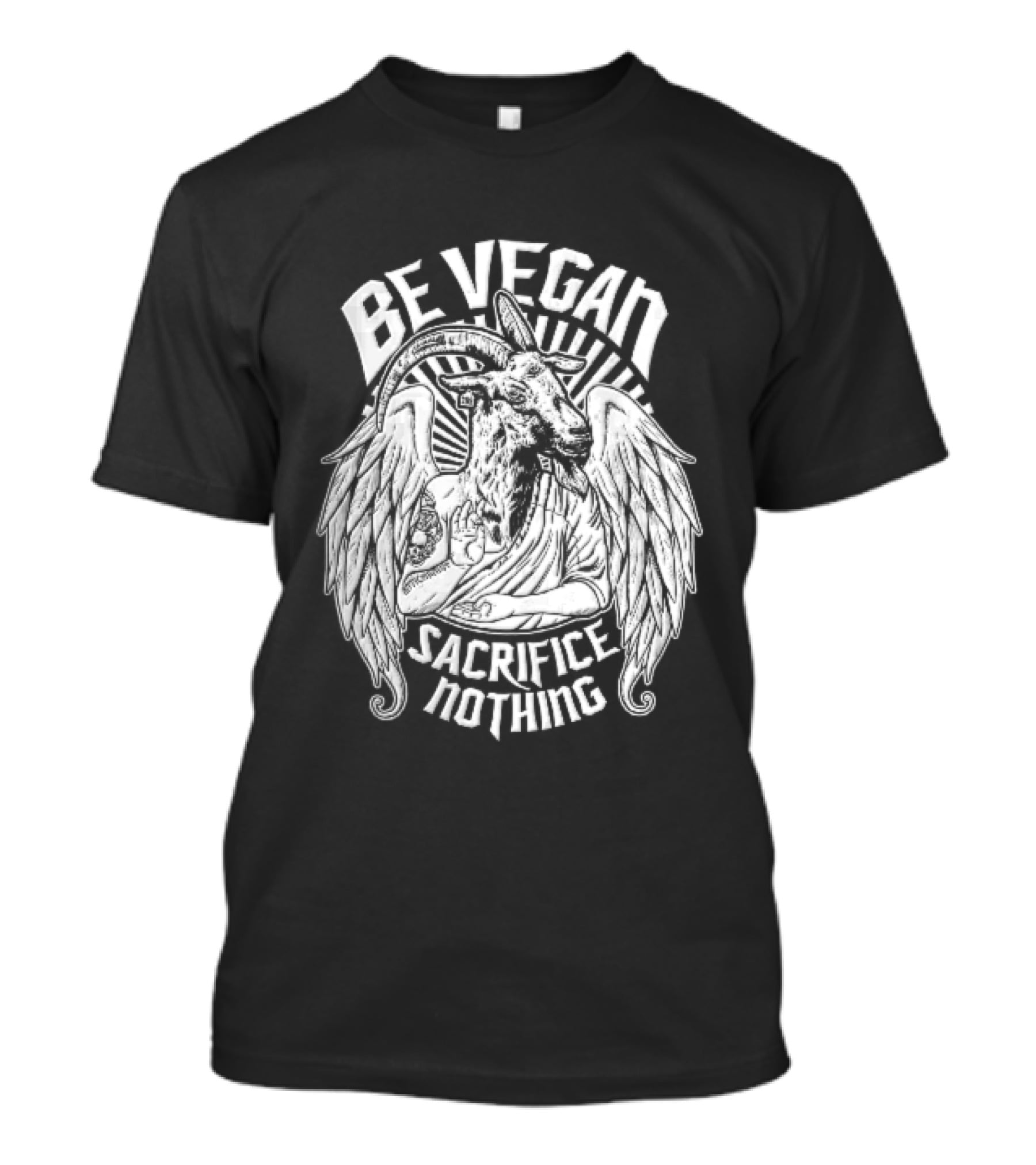 Be Vegan Sacrifice Nothing Anticarnist Winged Goat Third Eye Line T-Shirt