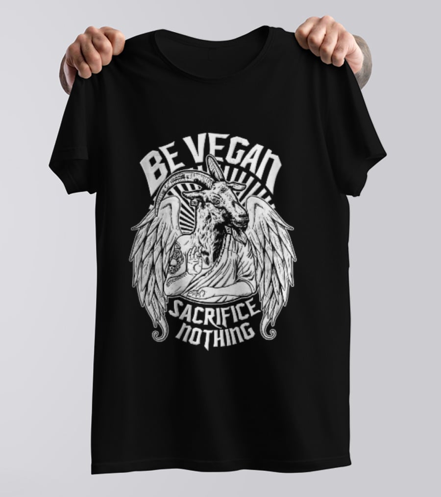 Be Vegan Sacrifice Nothing Anticarnist Winged Goat Third Eye Line T-Shirt