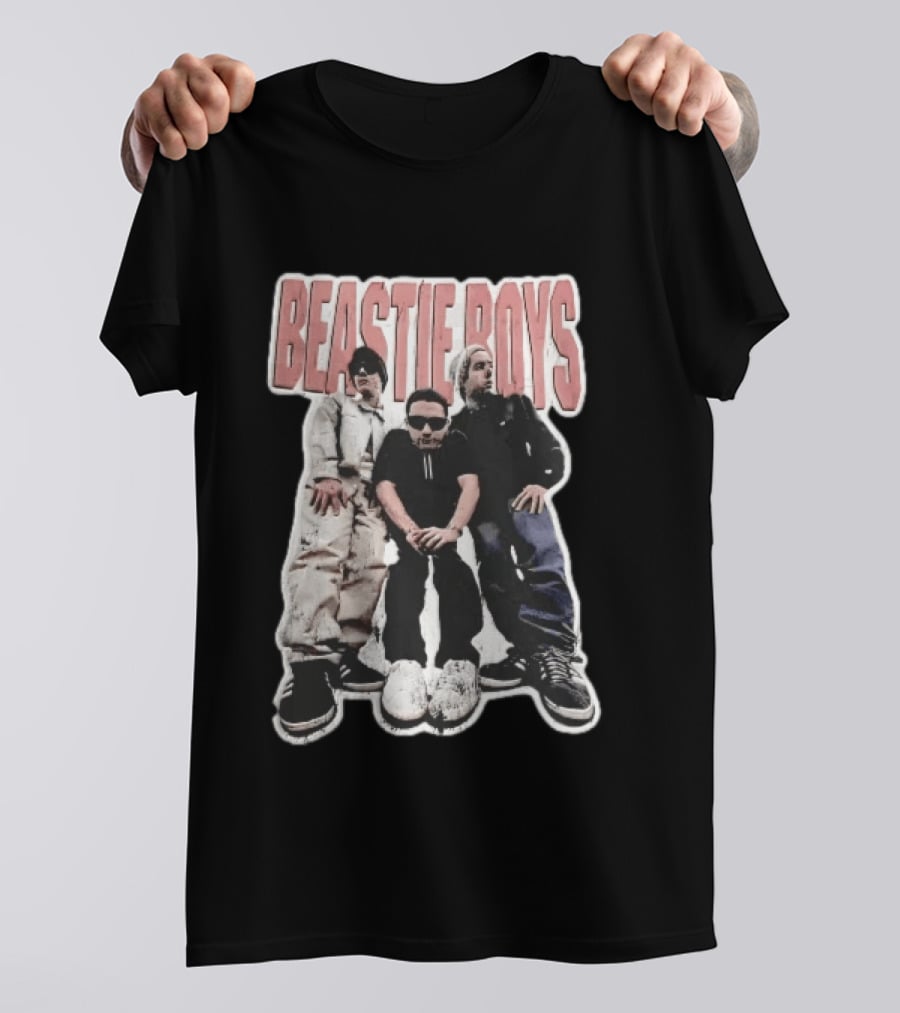 BEASTIE BOYS Three Band Members Group Photo Distressed Bootleg T-Shirt