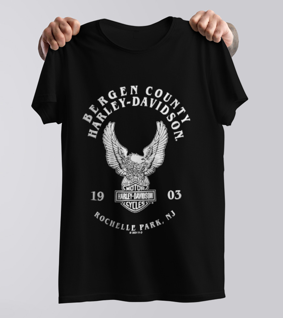 Bergen County Harley Davidson Motor Cycles Eagle Wings Rochelle Park NJ 1903 T-Shirt