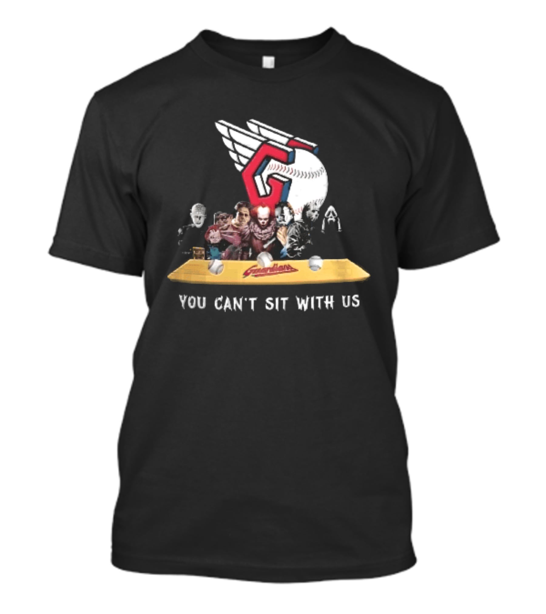 Cleveland Guardians MLB You Can't Sit With Us Horror Characters Baseball T-Shirt