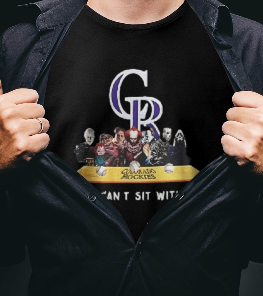 Colorado Rockies MLB Horror Movie Villains You Can't Sit With Us Baseball Bat T-Shirt