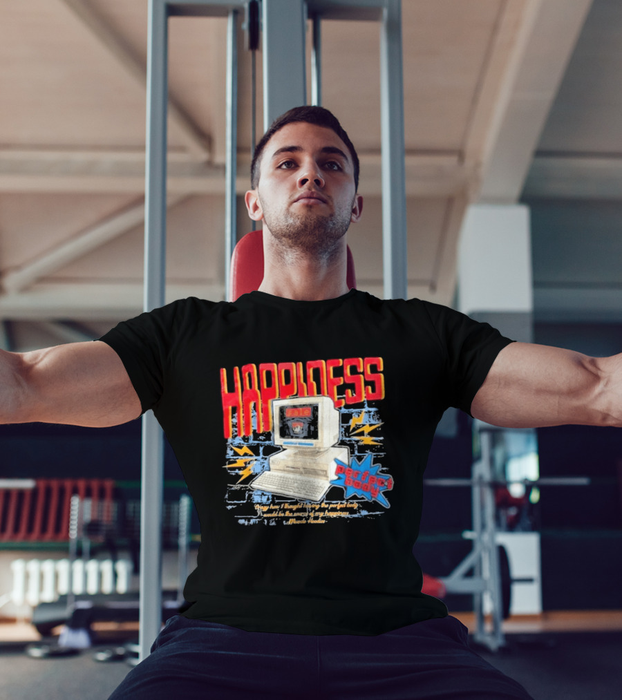 Happiness Perfect Body Retro Computer Lightning Bolts T-Shirt