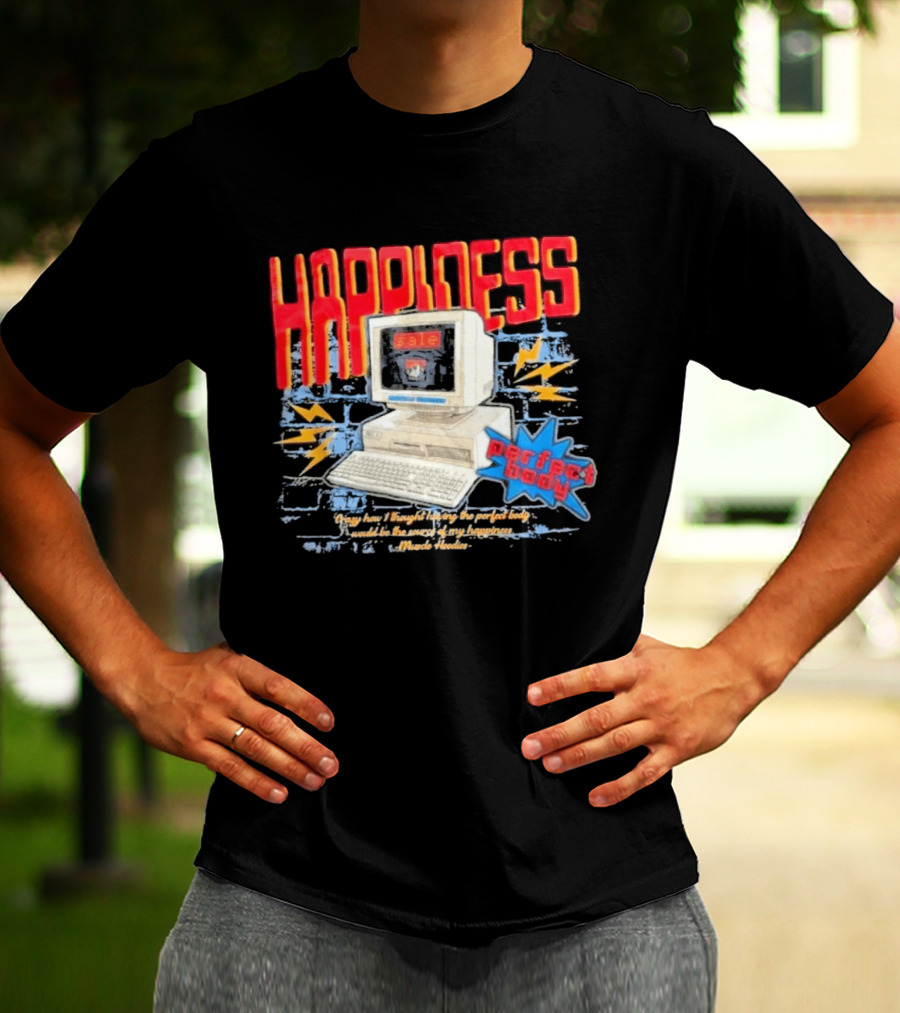Happiness Perfect Body Retro Computer Lightning Bolts T-Shirt