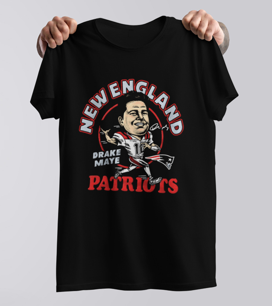 Drake Maye New England Patriots Caricature T-Shirt