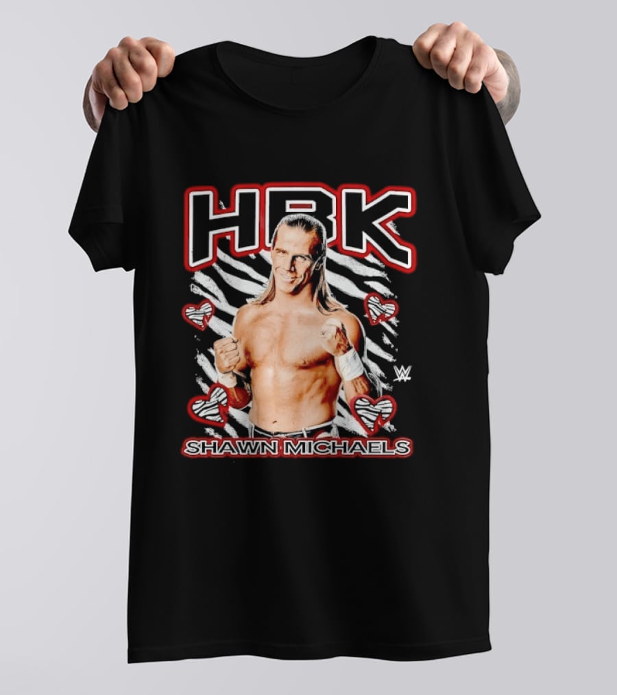 HBK Shawn Michaels Zebra Heart Hearts And Stripes T-Shirt