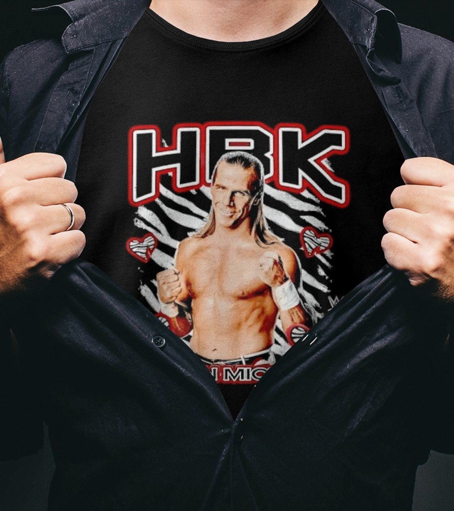 HBK Shawn Michaels Zebra Heart Hearts And Stripes T-Shirt