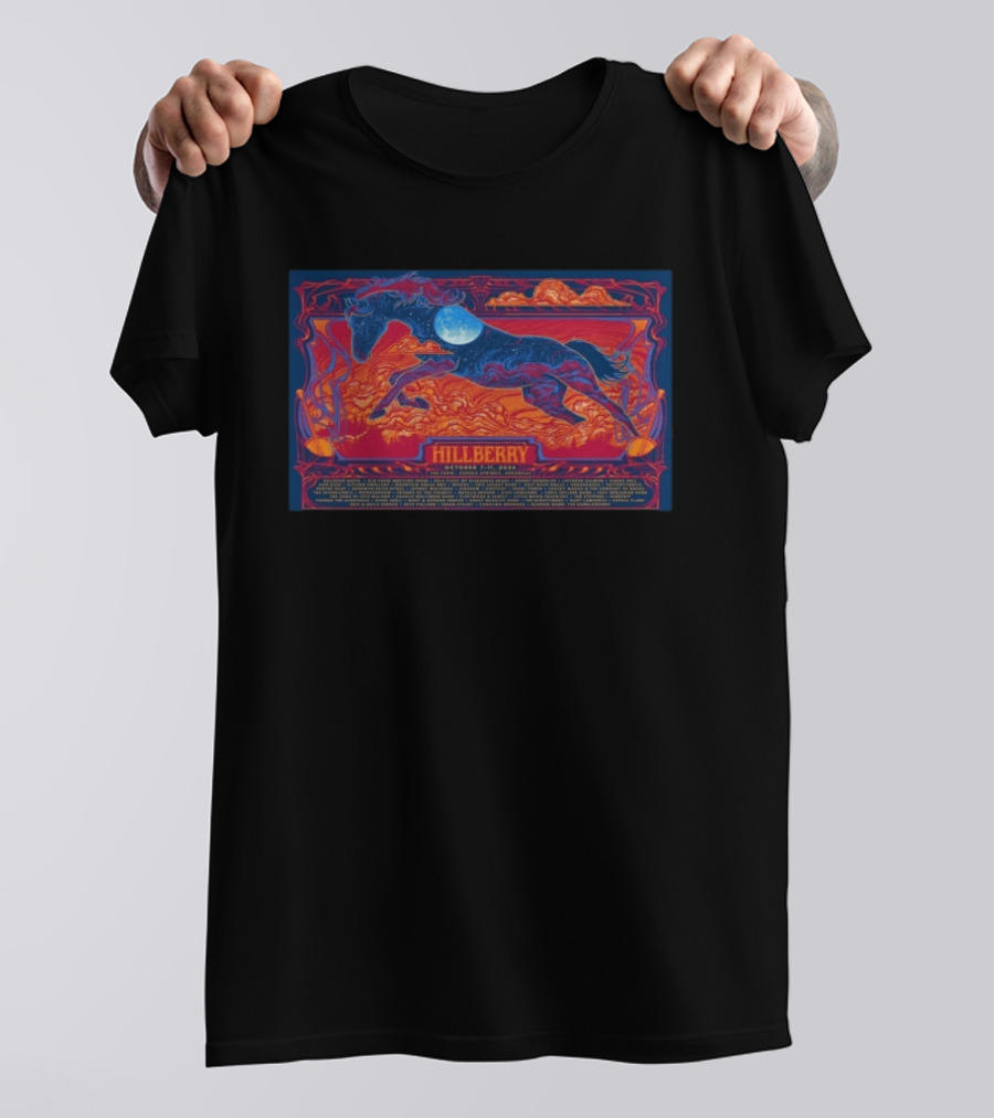 Hillberry October 7 11 2026 Harvest Moon Festival Concert Majestic Horse Celestial Landscape T-Shirt