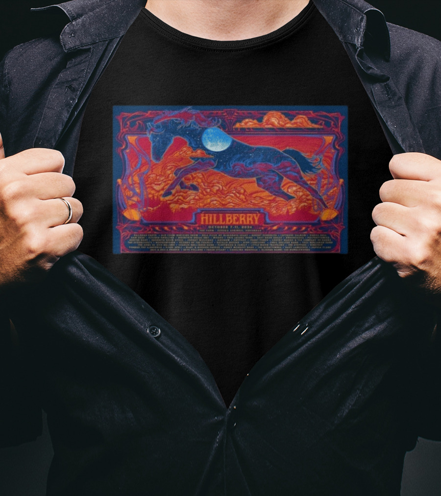 Hillberry October 7 11 2026 Harvest Moon Festival Concert Majestic Horse Celestial Landscape T-Shirt