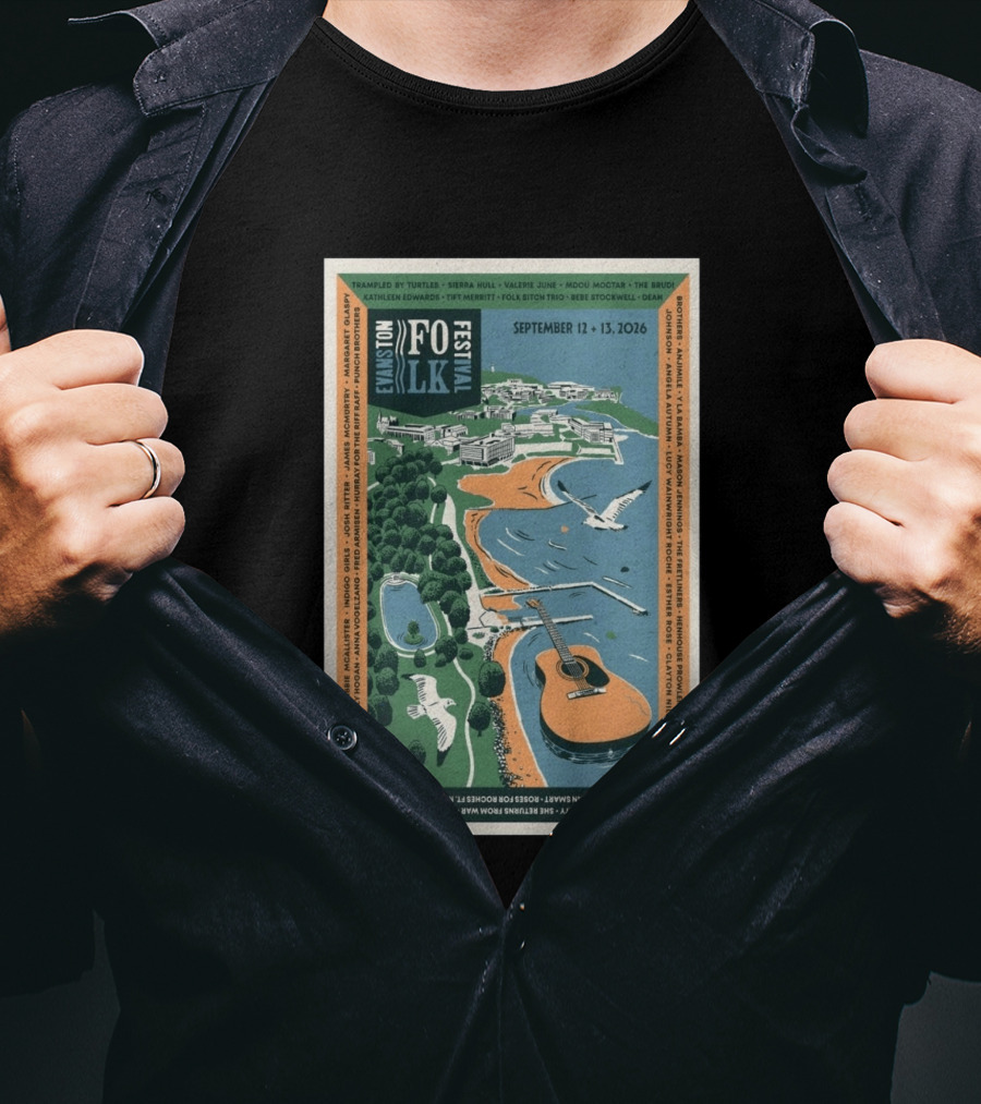 Evans Folk Festival 2026 Concert September 12 13 Trampled By Turtles Valerie June Folk Trio T-Shirt