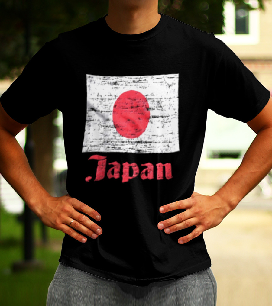 Japan Flag Distressed Style Red Dot Vintage Look T-Shirt