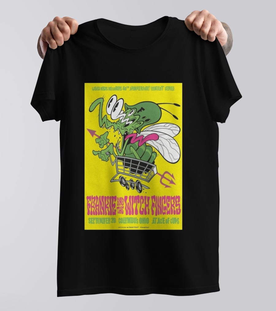 Used Kids Records 40th Anniversary Concert Series Frankie And The Witch Fingers September 20 Columbus Ohio At Ace Of Cups Artwork By Sam Fout T-Shirt