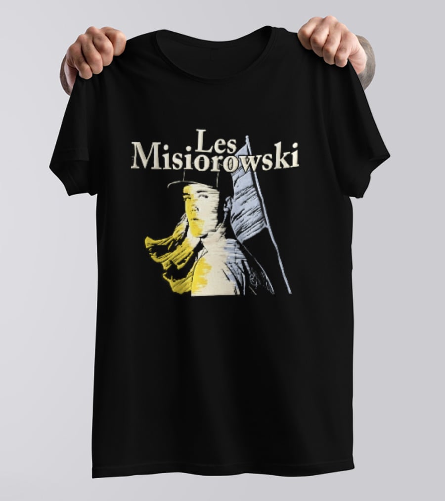 Les Misiorowski Baseball Pitcher Long Hair Flag Sketch T-Shirt