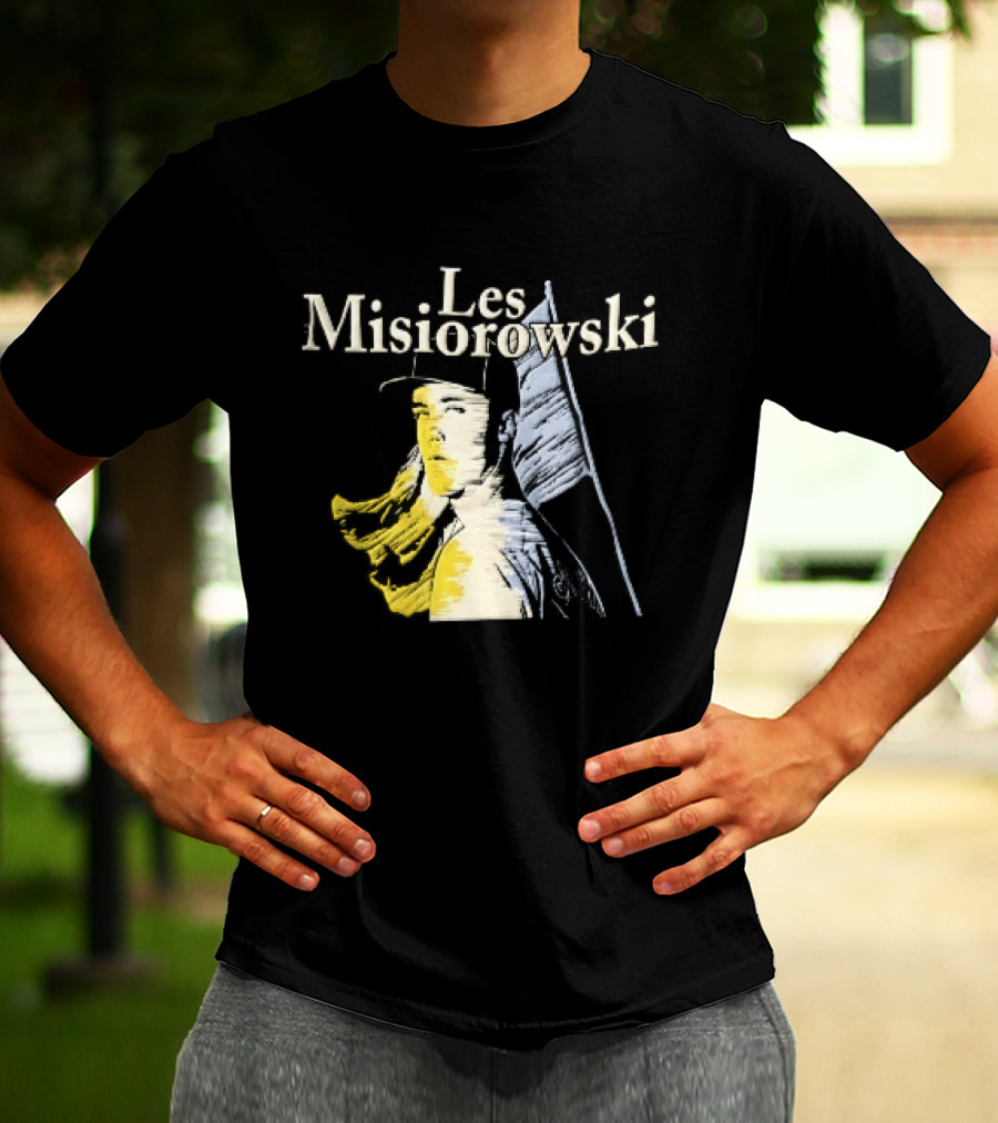 Les Misiorowski Baseball Pitcher Long Hair Flag Sketch T-Shirt