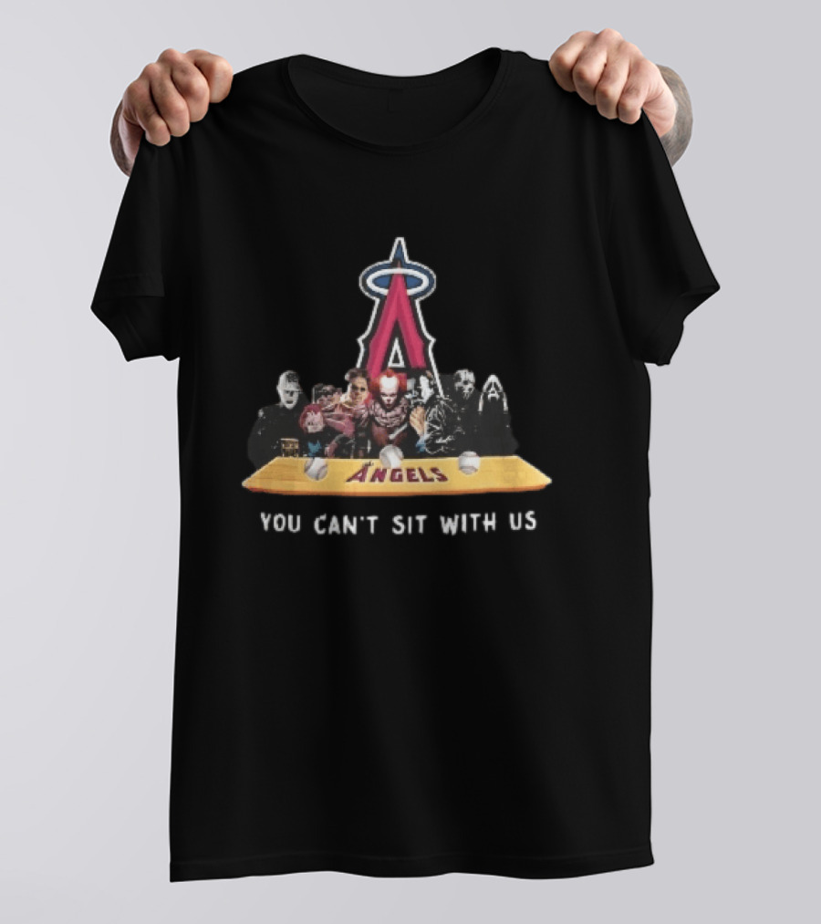 Los Angeles Angels MLB Horror Characters You Can't Sit With Us Bench Baseballs T-Shirt