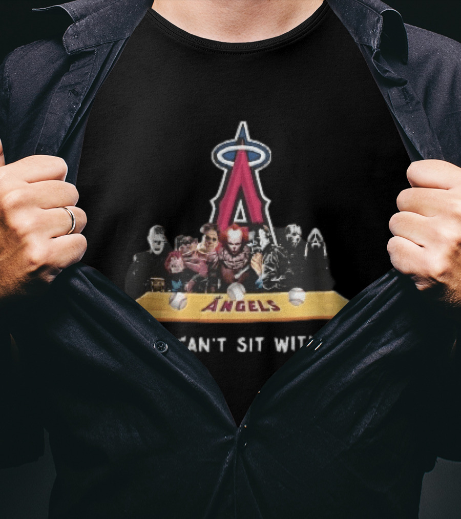 Los Angeles Angels MLB Horror Characters You Can't Sit With Us Bench Baseballs T-Shirt