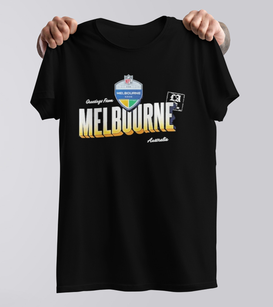 Los Angeles Rams NFL Melbourne Australia Game 2026 Greetings T-Shirt