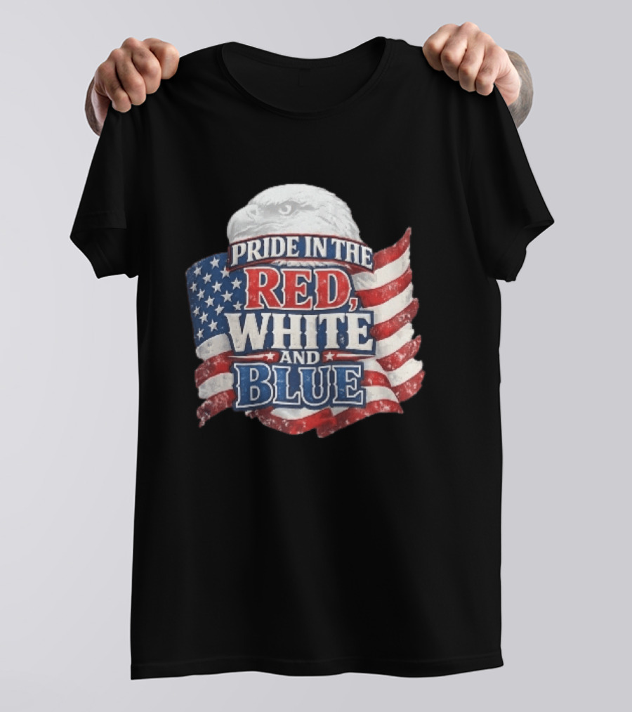 Pride In The Red White And Blue Bald Eagle American Flag T-Shirt