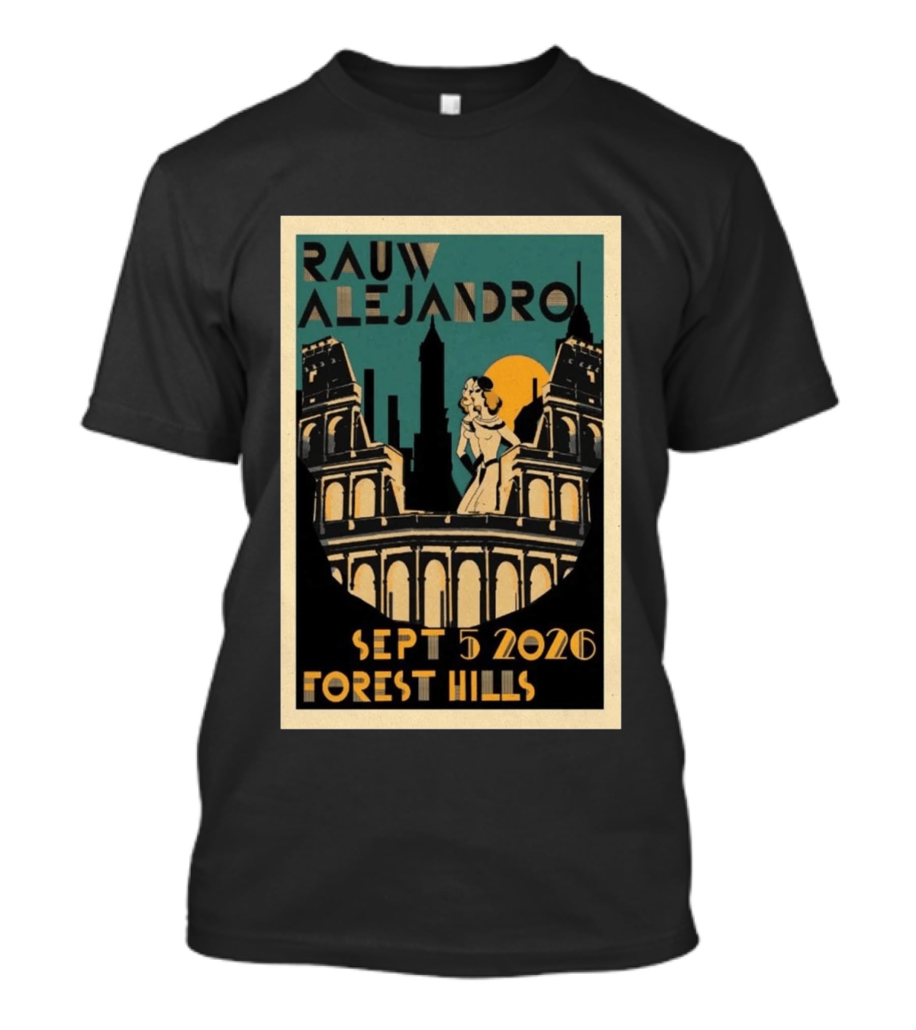 Rauw Alejandro Sept 5 2026 Forest Hills Stadium Art Deco T-Shirt
