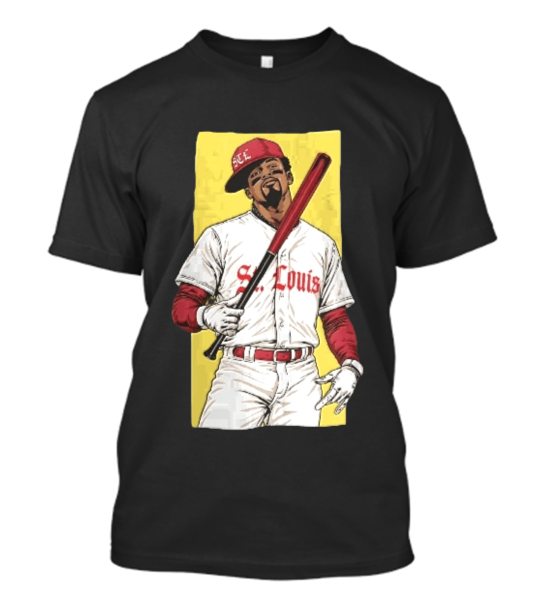 St Louis Cardinals STL Baseball Player Caricature With Bat T-Shirt