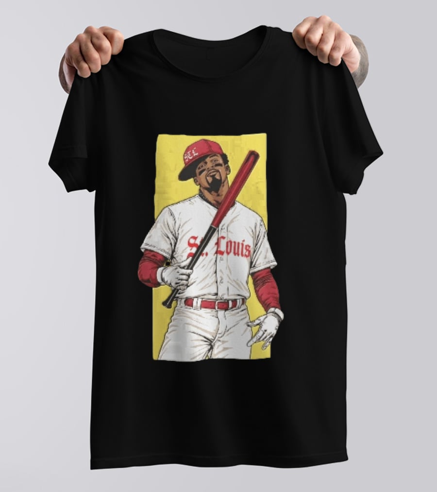 St Louis Cardinals STL Baseball Player Caricature With Bat T-Shirt