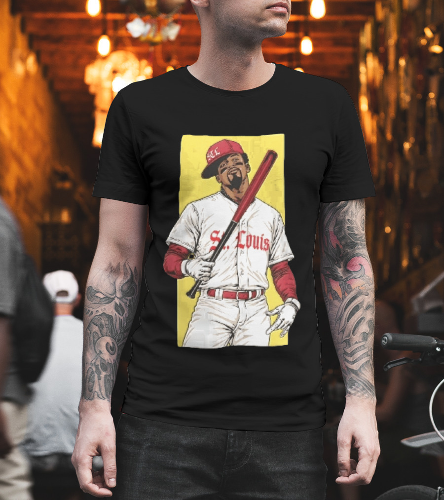 St Louis Cardinals STL Baseball Player Caricature With Bat T-Shirt