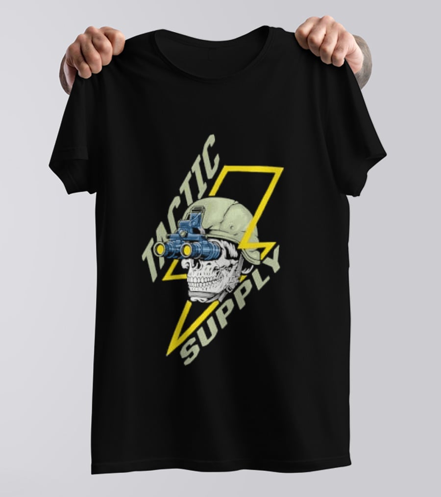 Tactical Skull Tactic Supply Night Vision Helmet Lightning Bolt T-Shirt