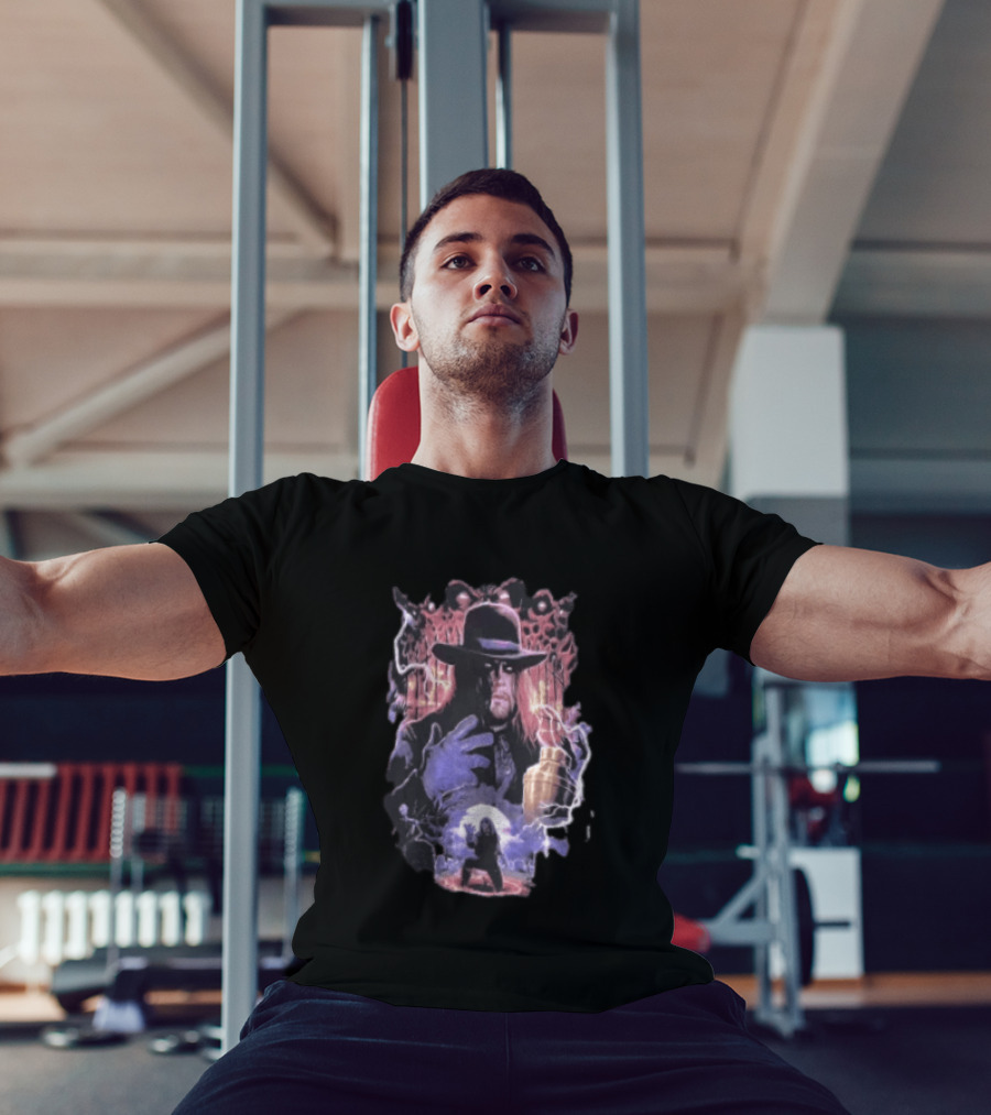 The Undertaker WWE Wrestler Vintage Style With Lightning And Urn T-Shirt