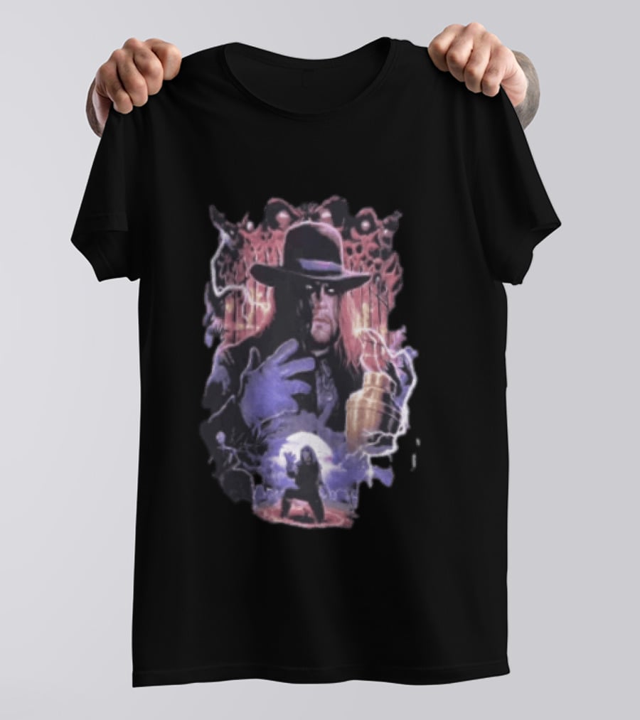 The Undertaker WWE Wrestler Vintage Style With Lightning And Urn T-Shirt