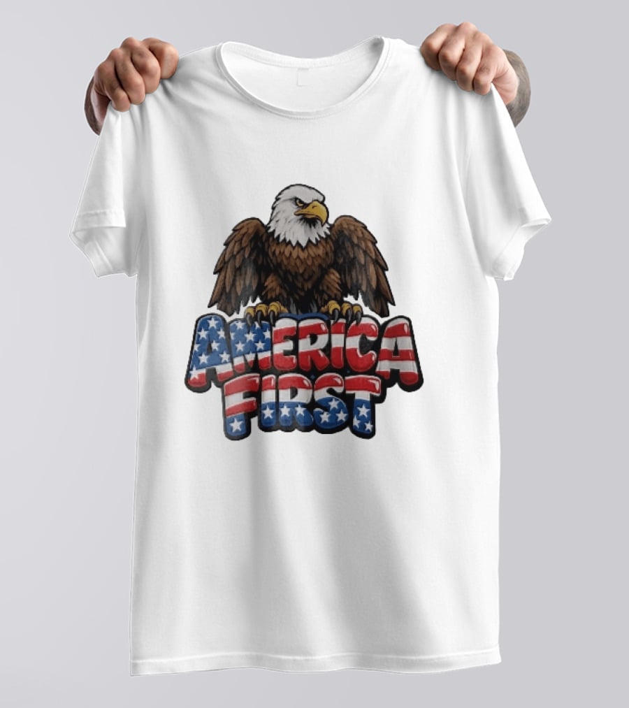 America First Bald Eagle Stars Stripes Patriotic T-Shirt