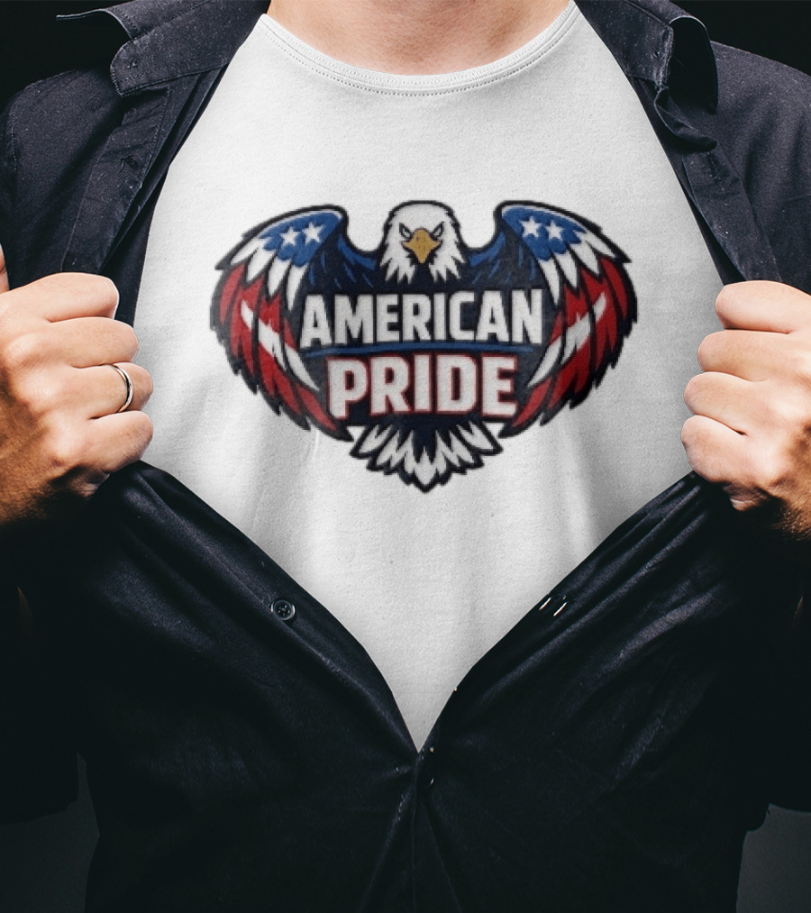 American Pride Bald Eagle Wings Stars And Stripes Flag T-Shirt