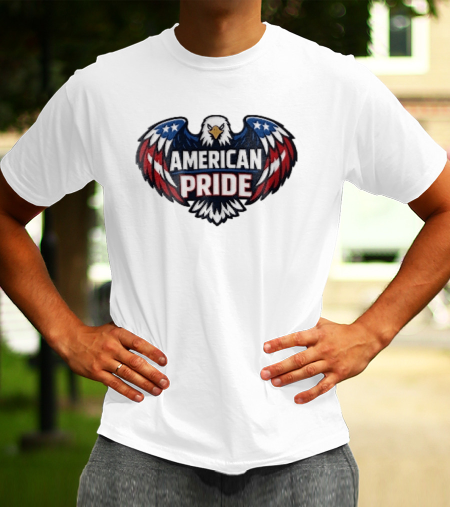 American Pride Bald Eagle Wings Stars And Stripes Flag T-Shirt