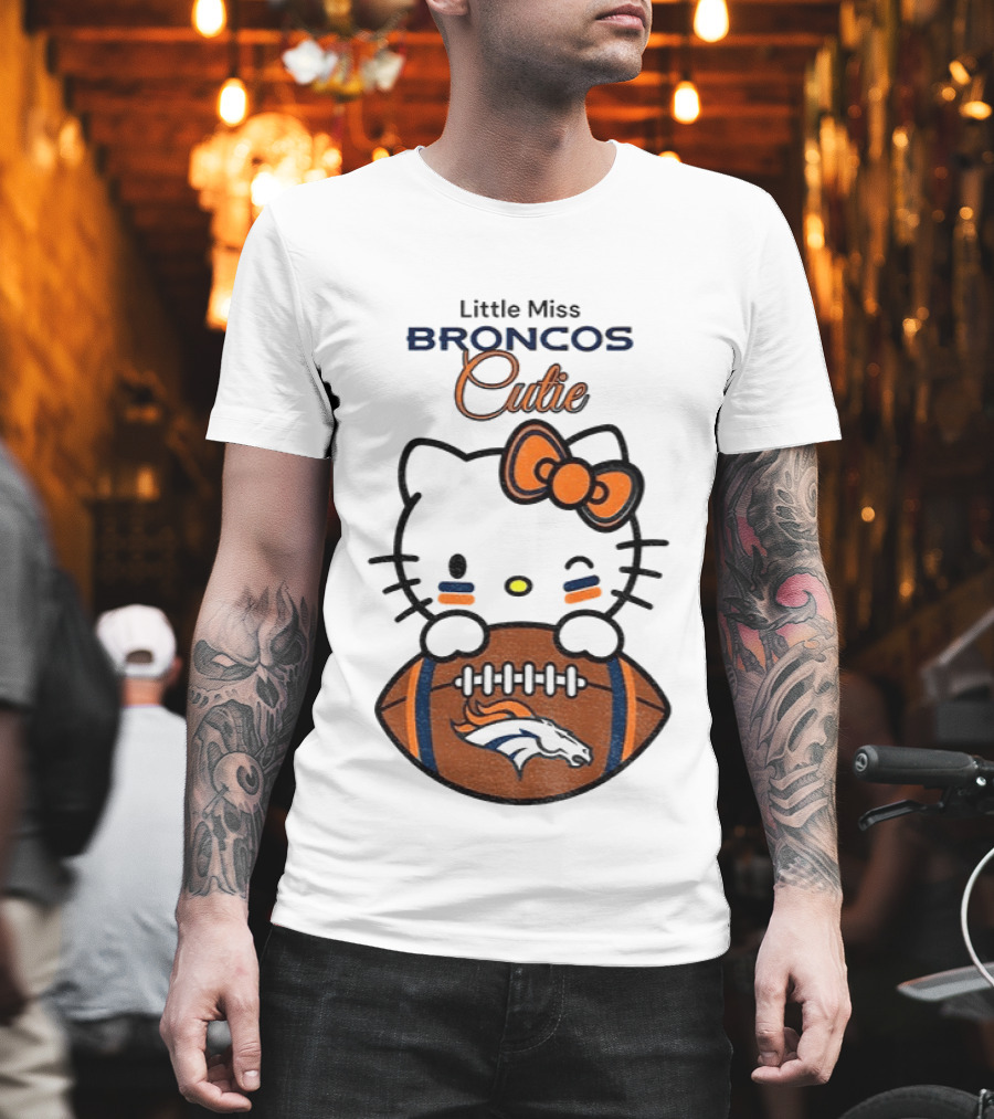Little Miss Broncos Cutie Hello Kitty Football Fan T-Shirt