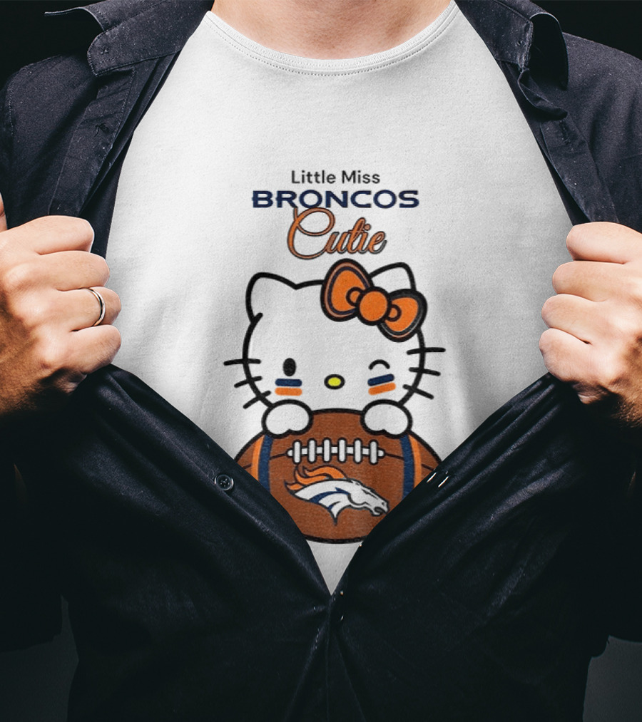 Little Miss Broncos Cutie Hello Kitty Football Fan T-Shirt