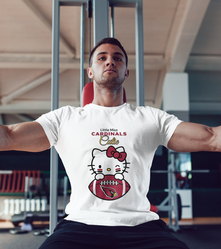 Little Miss Cardinals Cutie Hello Kitty Football T-Shirt