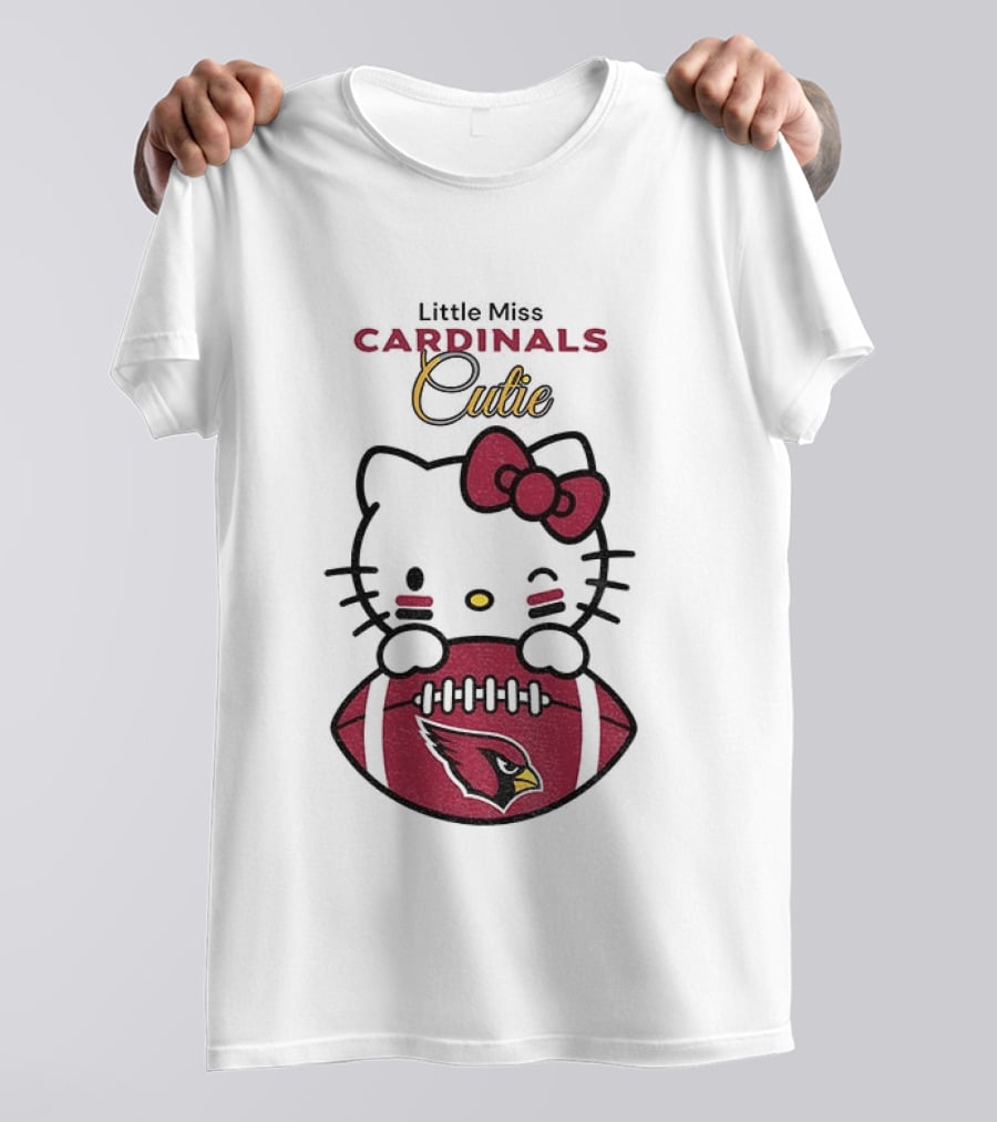 Little Miss Cardinals Cutie Hello Kitty Football T-Shirt