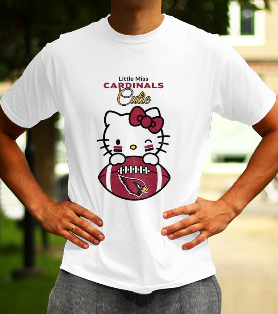 Little Miss Cardinals Cutie Hello Kitty Football T-Shirt