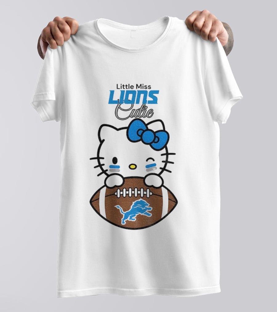 Little Miss Lions Hello Kitty Cute Football T-Shirt