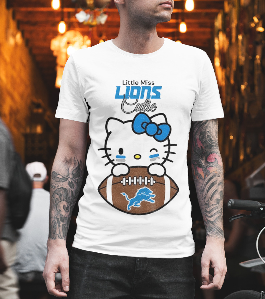 Little Miss Lions Hello Kitty Cute Football T-Shirt