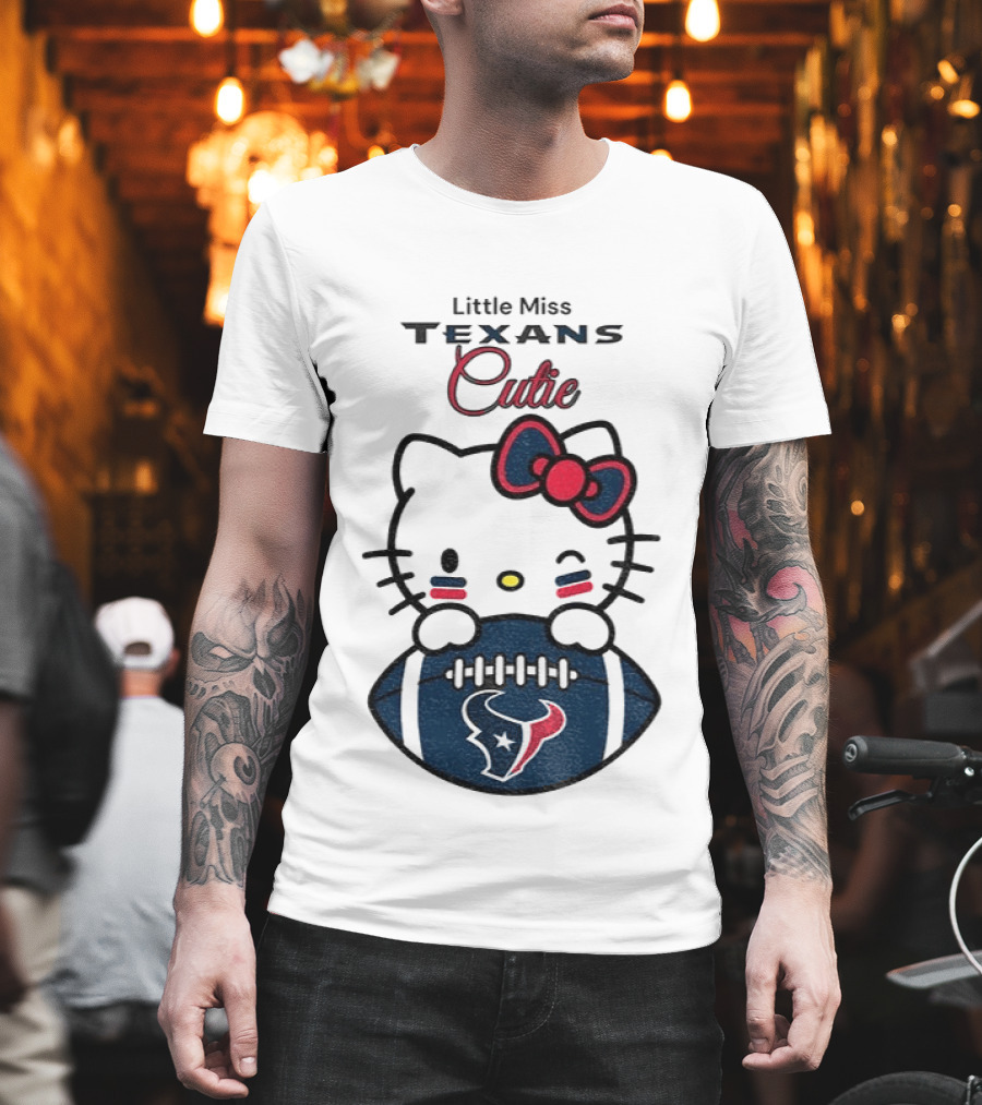 Little Miss Texans Cutie Hello Kitty Football T-Shirt