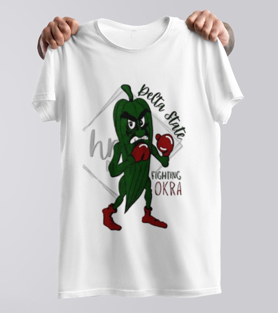 Delta State Fighting Okra Punching Mascot With Boxing Gloves And Boots T-Shirt