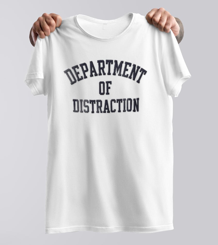 Department Of Distraction Arched Navy Blue Varsity Block T-Shirt