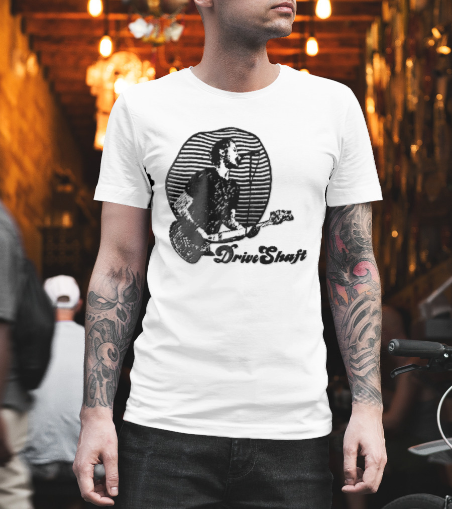 Drive Shaft Bassist Microphone Striped Halftone T-Shirt