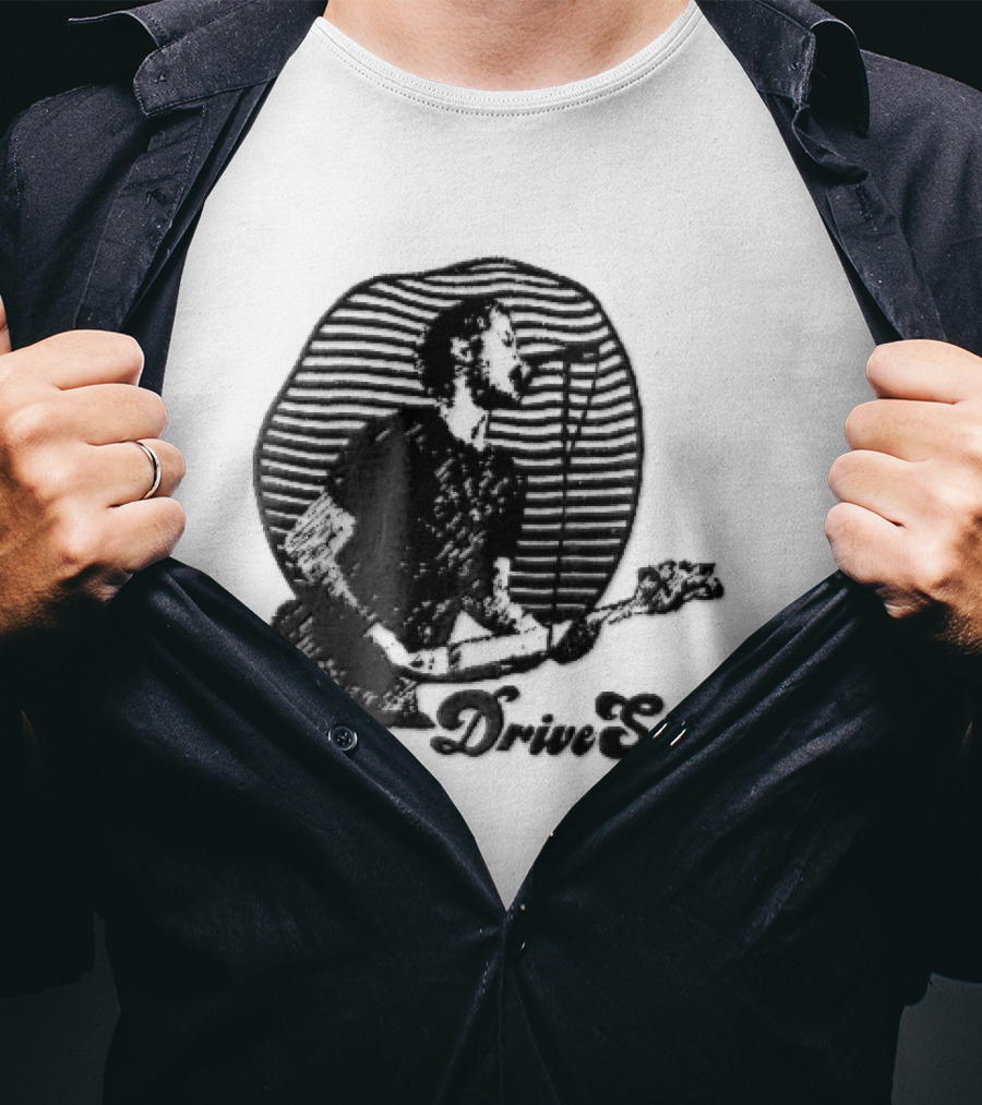 Drive Shaft Bassist Microphone Striped Halftone T-Shirt